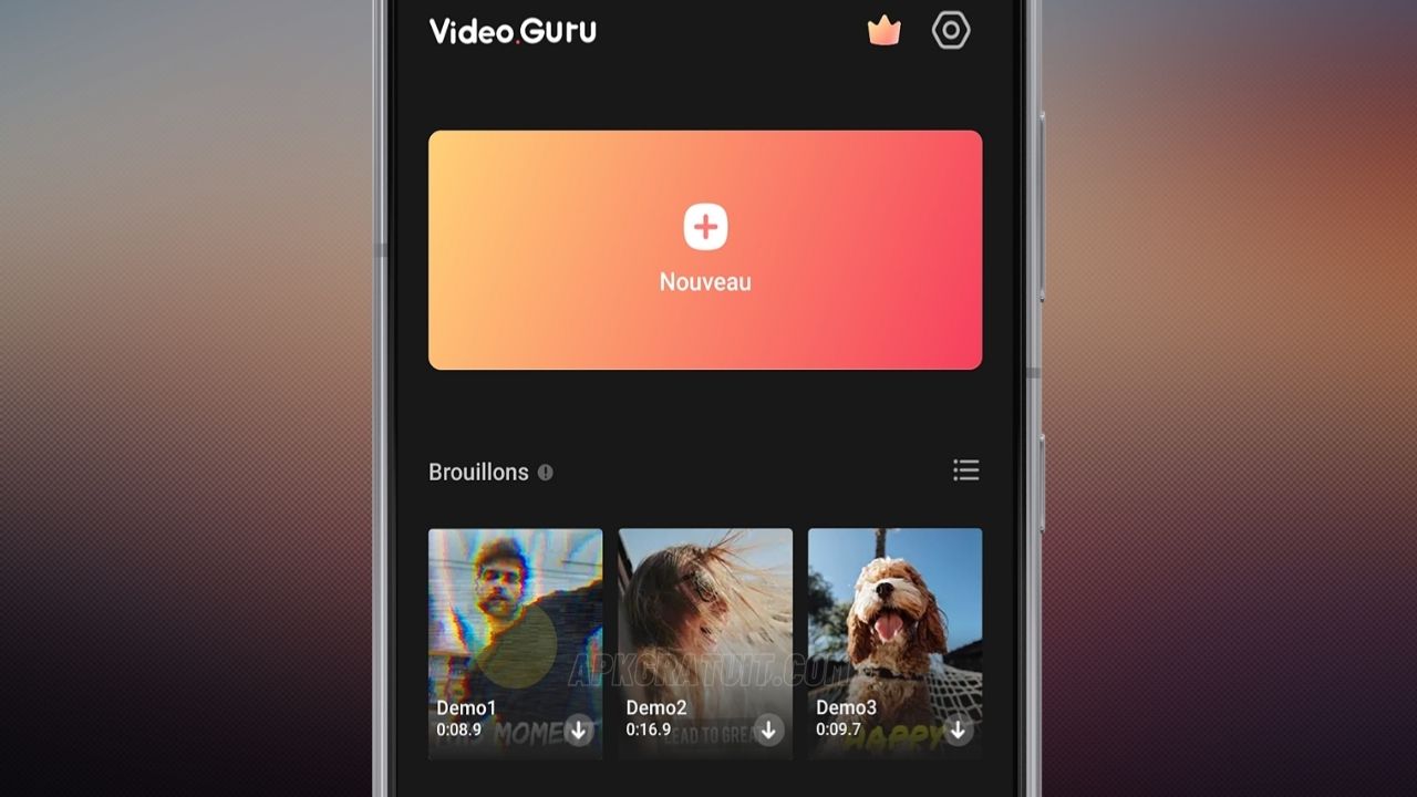 Charger une vidéo dans l'appli Video.Guru Android